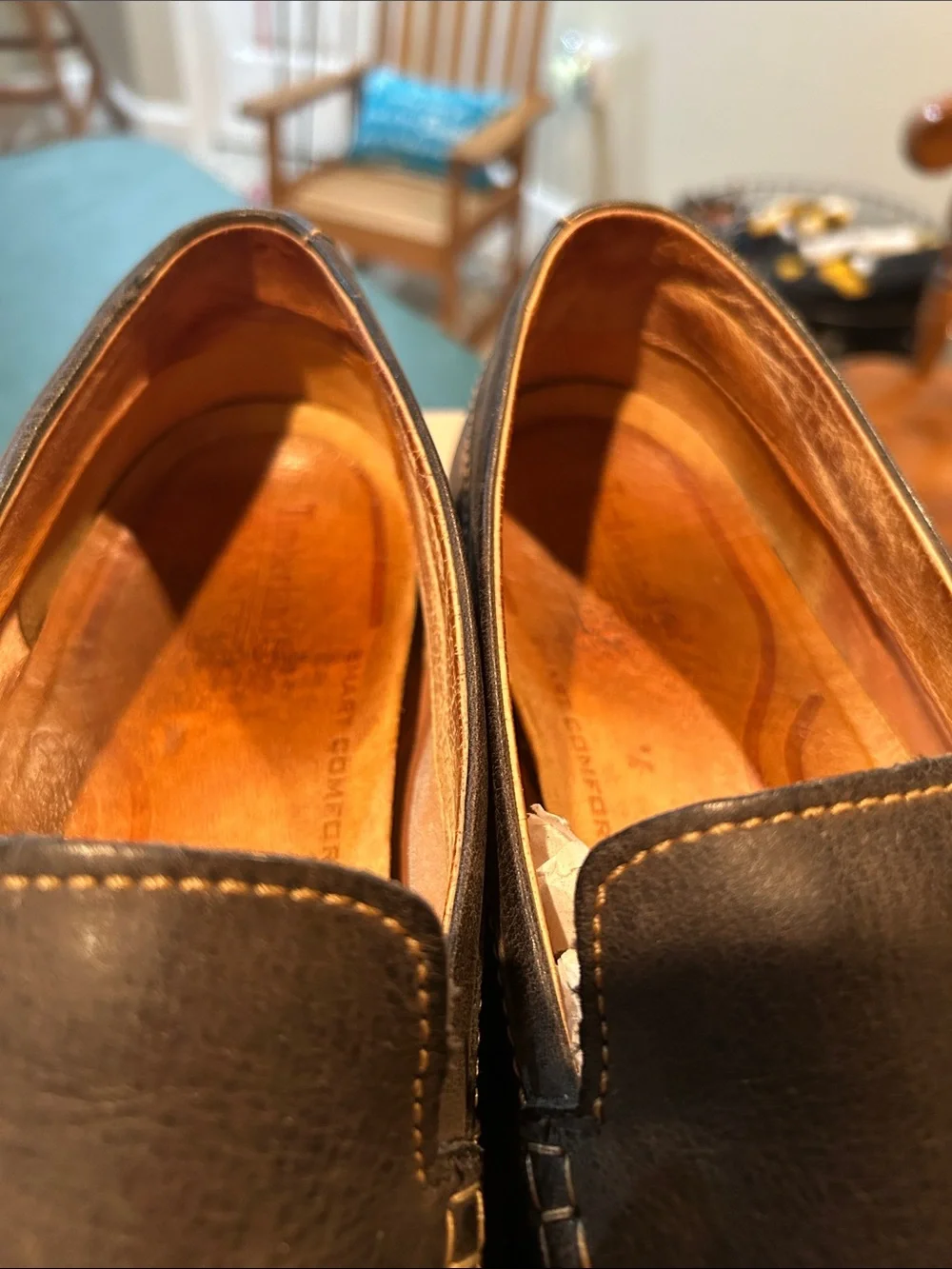 Timberland Men's Dark Brown Leather Moc Toe Slip-Ons
